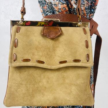 Vintage 1960s Brown and Cognac Shoulder Bag 