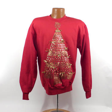 Ugly Christmas Sweater Vintage Sweatshirt Party Xmas Tree Tacky Holiday Size M 