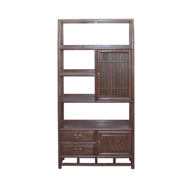 Chinese Elm Wood Brown Open Display Bookcase Cabinet cs4546E 