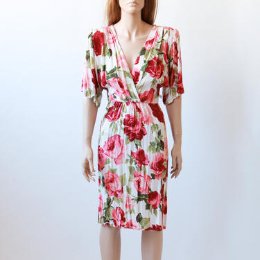 80s cabbage rose day dress xs/s 