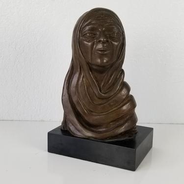 1965 Signed Female Bust Bronze Sculpture . 