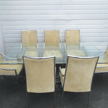 Hollywood Regency Glass Top Dining Table with Eight Chairs by Basset 1534