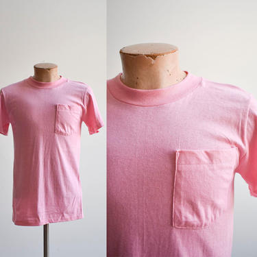 1980s Pink Blank Pocket Tee Small 