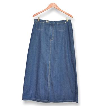 Vintage 90’s Long Jean Skirt Size 14 Denim Maxi Skirt A Line 