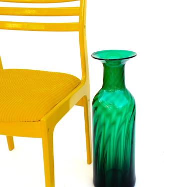 BLENKO|• #6956 Architectural Floor Vase Optic Emerald Green 22.5&amp;quot; Hand Blown Art Glass Vase Collectible Mid-Century West Virginia Glass 