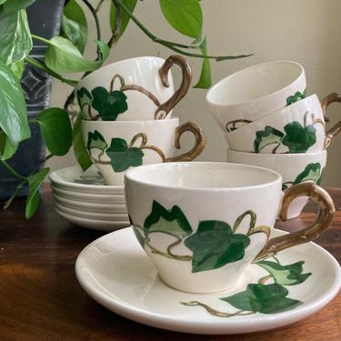 Metlox Poppytrail Ivy Tea Cups and Saucers 