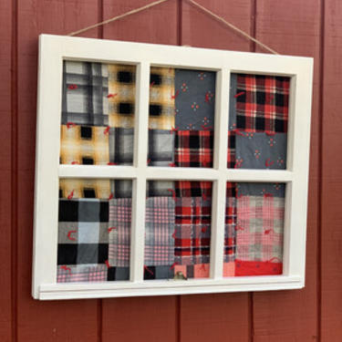 Vintage Framed Flannel Quilt, Vintage Window