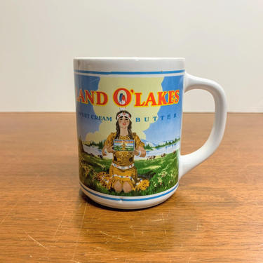 Vintage Land O Lakes Mug Indian Maiden Sweet Cream Butter Coffee Cup Advertising 