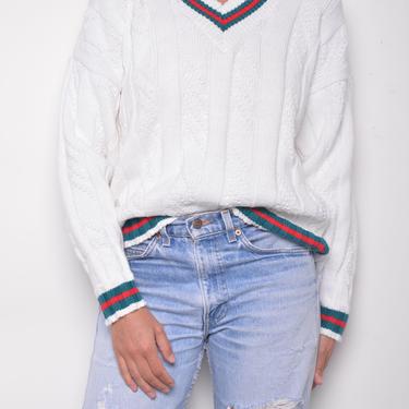 White V-Neck Sweater