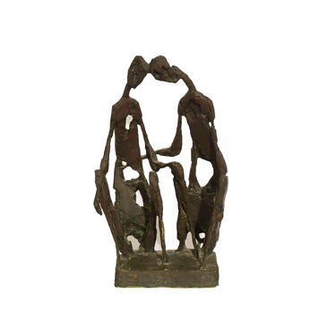 Bronze Brutalist Sculpture The Lovers Mid Century Modern 
