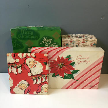 Christmas gift and candy boxes - 4 assorted sizes - mid century vintage printed graphics 