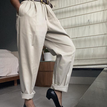 vintage khaki high waisted essential pleated trousers chinos 
