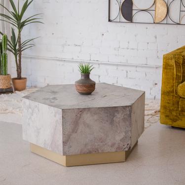Faux Distressed Stone Laminated Coffee Table - As Is
