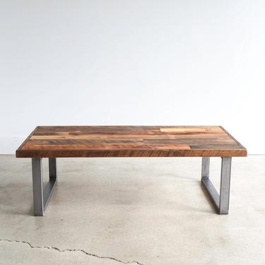 Rustic Coffee Table made from Reclaimed Wood / Patchwork Barn Wood Coffee Table / Industrial Steel Legs 