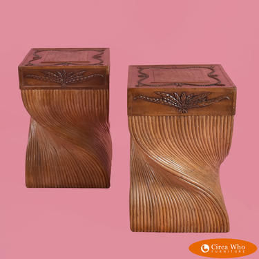 Pair of Twisted Rattan Table Bases