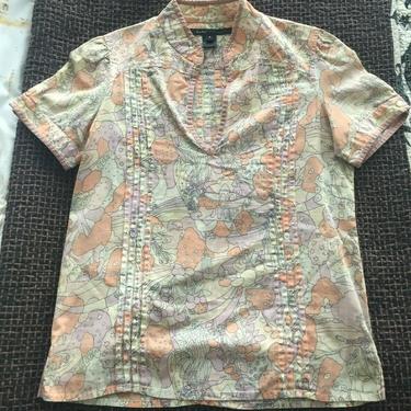 MARC JACOBS 1960S INSPIRED SHORT SLEEVE BLOUSE TOP SIZE 4 hippy mod