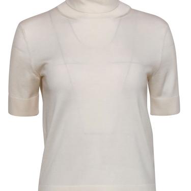 Ralph Lauren - Cream Short Sleeve Cashmere Turtleneck Sweater Sz M