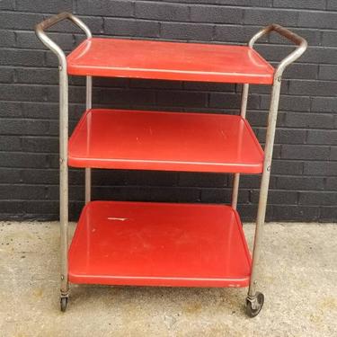 Retro industrial 3 tiered bar cart. 34.5 inches high. 29.5 inches wide. 16 inches deep. 