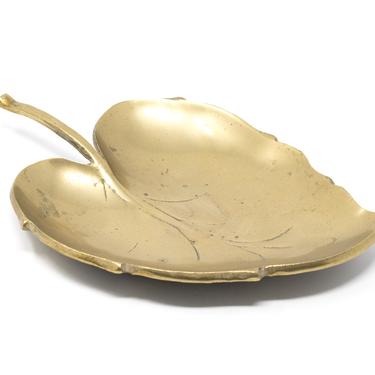 Brass Leaf Trinket Bowl, Large Ring Dish 