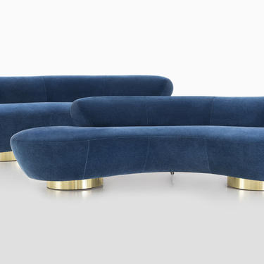 Set of Vladimir Kagan for Directional Cloud Sofas Newly Reupholstered in Mohair 
