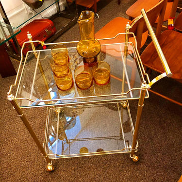 Hollywood Regency Brass Serving Cart 