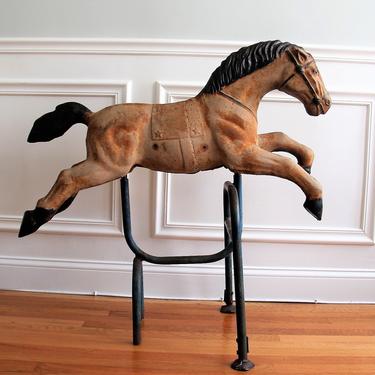Cast Iron Horse from a Child size Carousel with Original Base 