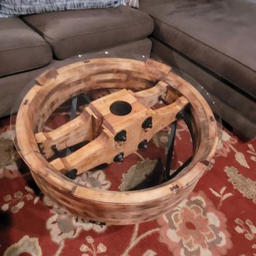 One of a Custom Handmade Wheel Mold Coffee Table