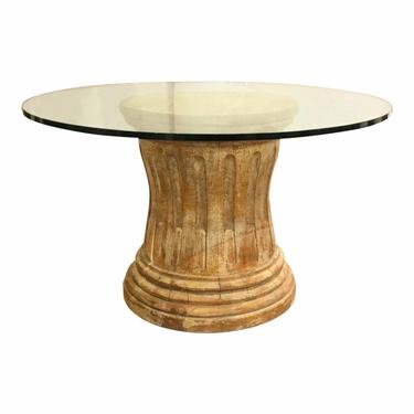Rustic Modern Round Distressed Column Pedestal Foyer/Dining Table