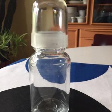 Clear glass acid carafe jar with stand alone lid apothecary chemistry pharmacy 