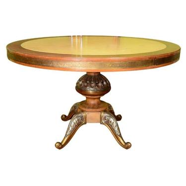 Mid Century Italian Round Center Table with Inset Marble Top