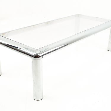 Mid Century Chrome and Glass Coffee Table - mcm 