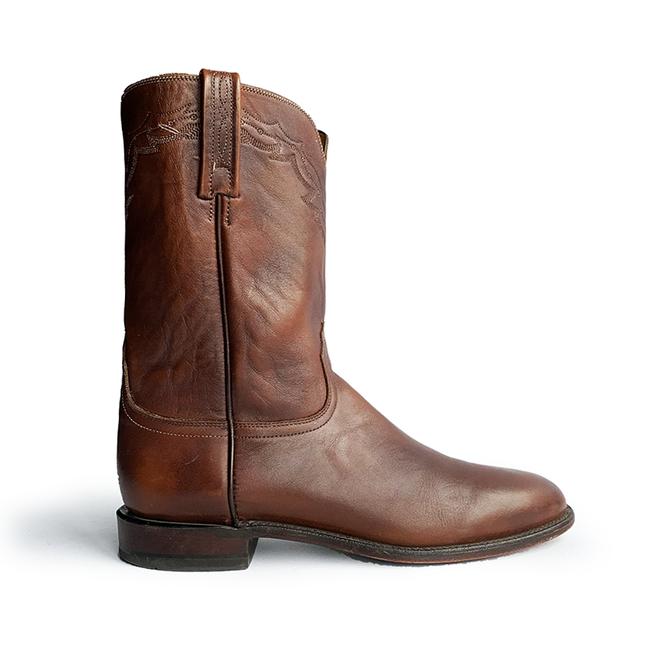 LUCCHESE 2000 BROWN LEATHER ROPER BOOTS
