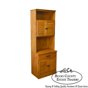 Brandt Ranch Oak Tall Narrow Bookcase Cabinet w/ Drawer &amp; Doors 
