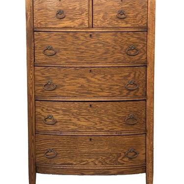 Vintage Six Drawer Oak Tall Dresser