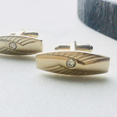 Vintage Cufflinks, Sleek and Sophisticated, Gold Tone, Eyes On You, Cuff Links 60s 70s 
