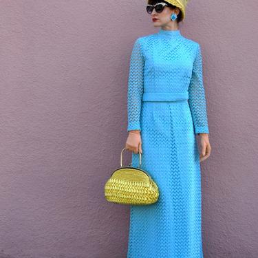 Fabulous 1960s Sunshine Yellow Rafia Handbag Made in Japan 