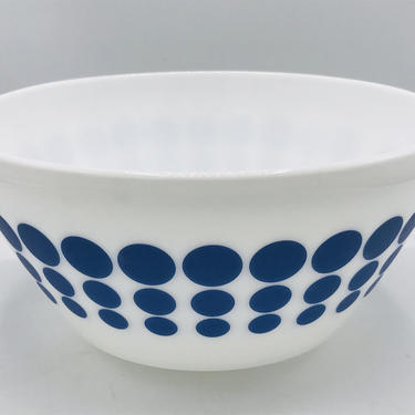Vintage Pyrex - Pyrex New Dots Mixing Bowl #403 - Blue Polka Dots - 2 1/2 Quarts - Vintage White Milk Glass Mixing Bowl 
