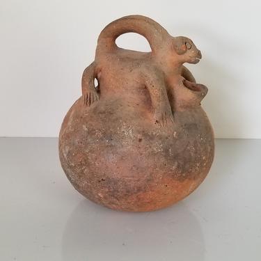 Vintage Pre- Columbian Style  Clay Art Pottery Vase 