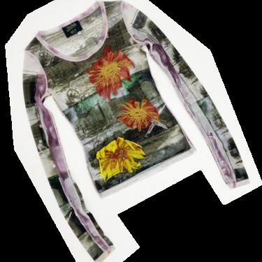 Jean Paul Gaultier flower applique mesh top