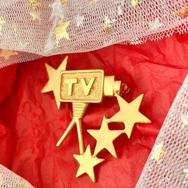Be A Star, TV Camera Brooch, Vintage Pin,  Statement Pin, Reality TV, TV News 