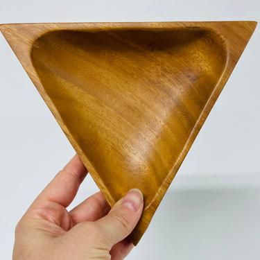 SALE! Vintage Wood Wooden Triangular Bowl / Monkey Pod / Appetizer / Philippines 