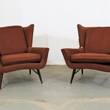 Mid Century Danish Modern Wingback  Lounge Chairs 