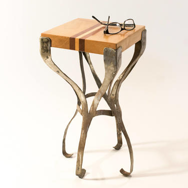 Modern Handmade Coffee / End Table, North American Maple / Cherry & Industrial Steel 