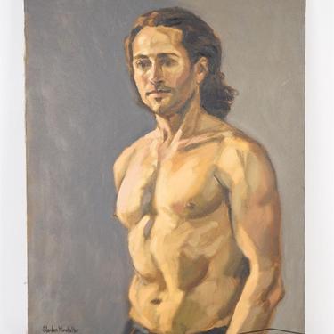 Standing Nude Male on Canvas, Signed Klinefelter