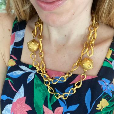 Long Gold Chain Link Statement Necklace
