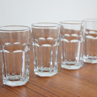 Set of 4 Vintage Clear Glass Tumbler Libbey Glass Company Gibraltar Pattern 
