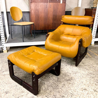 Percival lafer brazilian leather chair + ottoman