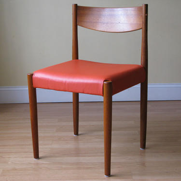 ONE Frem Rojle Teak Teak Dining Chair in orange leather /dining chair, side chair, desk chair 