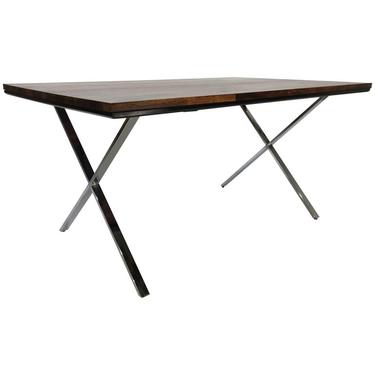 Founders Solid Plank Rosewood and Chrome X-Base Desk/Table
