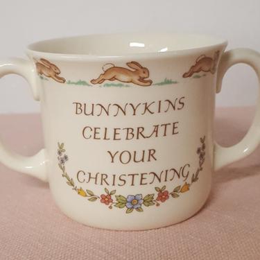 Vintage Royal Doulton Fine Bone China Bunnykins Golden Jubilee Celebration “Christening” 1936 Double Handle Mug 